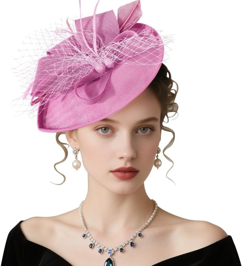 DRESHOW Fascinators Hat Feather Headband Women's Fascinators Tea Party Headwear with Clip Flower Head Band for Girls & Women - Image 1
